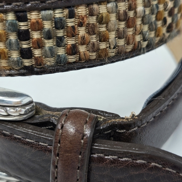 BRIGHTON WOVEN BROWN LEATHER BELT HEART SILVER BUCKLE STYLE C5108 UNISEX M/30 - Picture 15 of 16